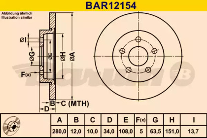 Тормозной диск BARUM BAR12154