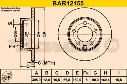 Тормозной диск BARUM BAR12155