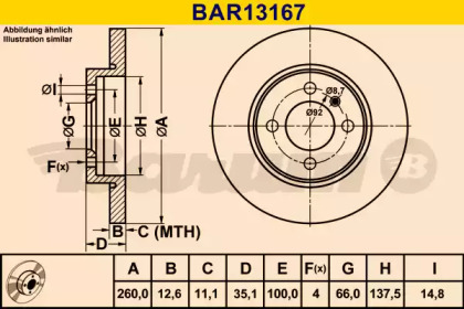 Тормозной диск BARUM BAR13167