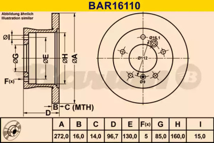 Тормозной диск BARUM BAR16110