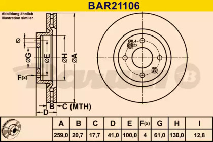 Тормозной диск BARUM BAR21106