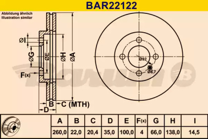 Тормозной диск BARUM BAR22122