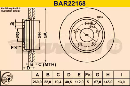 Тормозной диск BARUM BAR22168