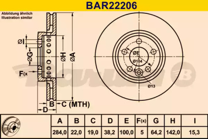 Тормозной диск BARUM BAR22206