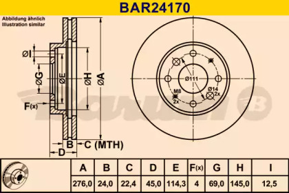 Тормозной диск BARUM BAR24170