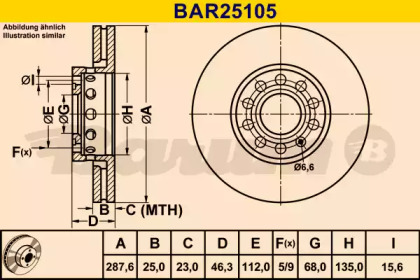 Тормозной диск BARUM BAR25105