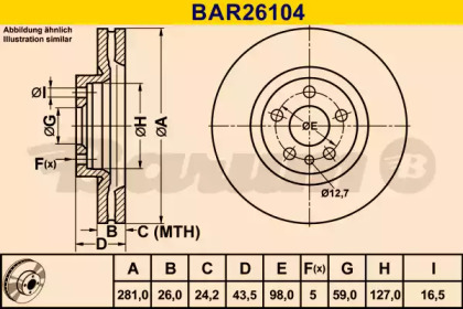 Тормозной диск BARUM BAR26104