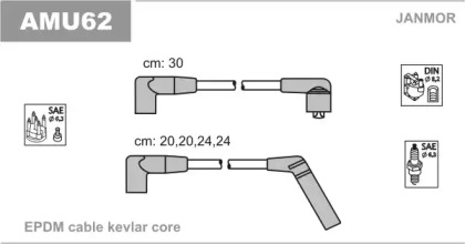 Комплект проводов зажигания JANMOR AMU62