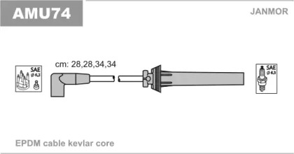 Комплект проводов зажигания JANMOR AMU74