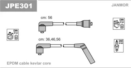 Комплект проводов зажигания JANMOR JPE301
