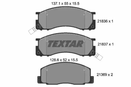 Комплект тормозных колодок, дисковый тормоз TEXTAR 2183601