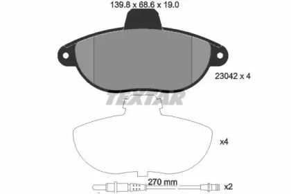 Комплект тормозов TEXTAR 89004700