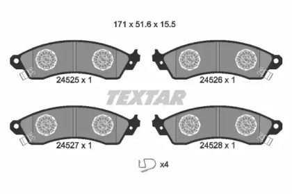 Комплект тормозных колодок, дисковый тормоз TEXTAR 2452501