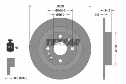 Тормозной диск TEXTAR 92061700