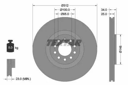 Тормозной диск TEXTAR 92098500