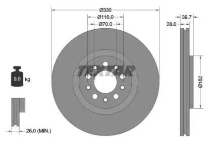 Тормозной диск TEXTAR 92220900