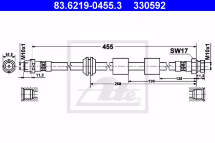 Тормозной шланг ATE 83.6219-0455.3
