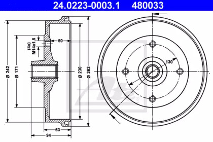 Тормозный барабан ATE 24.0223-0003.1
