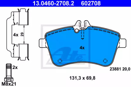 Комплект тормозных колодок ATE 13.0460-2708.2