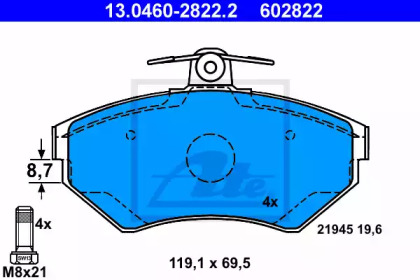 Комплект тормозных колодок ATE 13.0460-2822.2