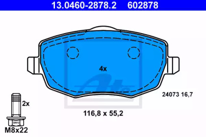 Комплект тормозных колодок ATE 13.0460-2878.2