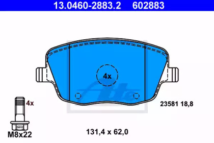 Комплект тормозных колодок ATE 13.0460-2883.2