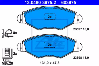 Комплект тормозных колодок ATE 13.0460-3975.2