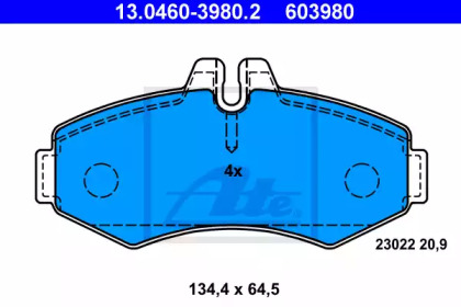 Комплект тормозных колодок ATE 13.0460-3980.2