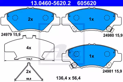 Комплект тормозных колодок ATE 13.0460-5620.2