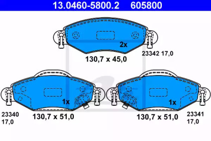 Комплект тормозных колодок ATE 13.0460-5800.2