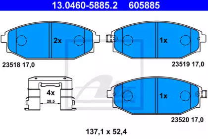 Комплект тормозных колодок ATE 13.0460-5885.2