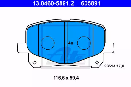 Комплект тормозных колодок ATE 13.0460-5891.2