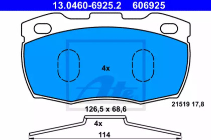 Комплект тормозных колодок ATE 13.0460-6925.2