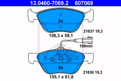 Комплект тормозных колодок ATE 13.0460-7069.2