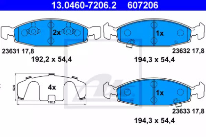 Комплект тормозных колодок ATE 13.0460-7206.2