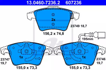 Комплект тормозных колодок ATE 13.0460-7236.2