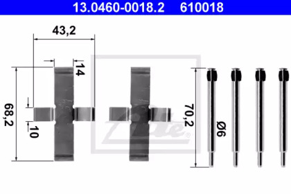 Комплектующие, колодки дискового тормоза ATE 13.0460-0018.2