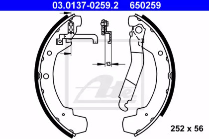 Комлект тормозных накладок ATE 03.0137-0259.2