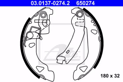 Комлект тормозных накладок ATE 03.0137-0274.2