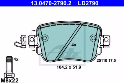 Комплект тормозных колодок ATE 13.0470-2790.2