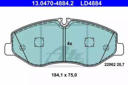 Комплект тормозных колодок ATE 13.0470-4884.2