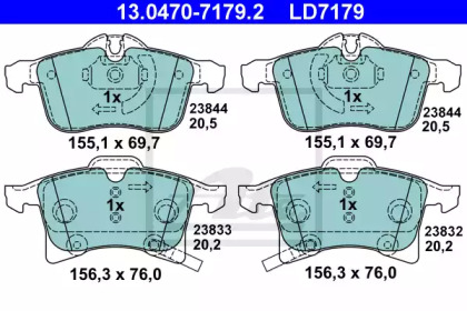 Комплект тормозных колодок ATE 13.0470-7179.2