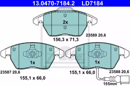 Комплект тормозных колодок ATE 13.0470-7184.2