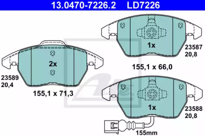 Комплект тормозных колодок ATE 13.0470-7226.2