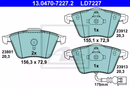 Комплект тормозных колодок ATE 13.0470-7227.2