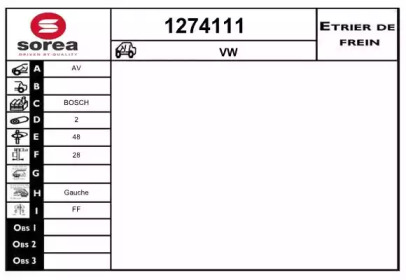 Тормозной суппорт SNRA 1274111