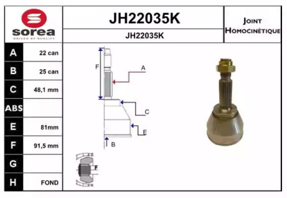 Шарнирный комплект SNRA JH22035K