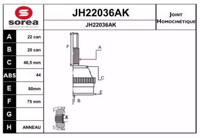 Шарнирный комплект, приводной вал SNRA JH22036AK