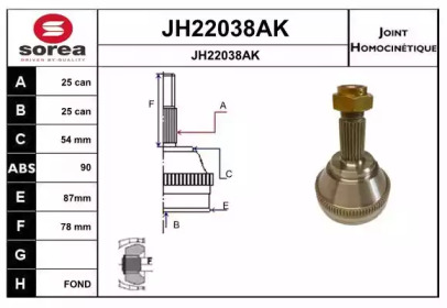 Шарнирный комплект SNRA JH22038AK