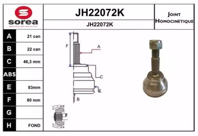 Шарнирный комплект, приводной вал SNRA JH22072K